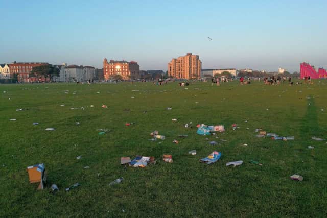 Litter left on Southsea Common over the May Bank Holiday. Credit: David Jones