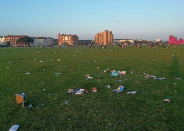 Litter left on Southsea Common over the May Bank Holiday. Credit: David Jones