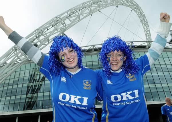 Pompey supporters at Wembley. (left), Rachael Adlam (22), and Mimi Adlam (21).
PICTURE: IAN HARGREAVES  (082229-9)