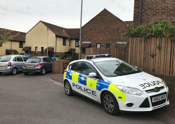Police in Austin Court, Paulsgrove, after man was found dead in an address in the street. Picture: Byron Melton