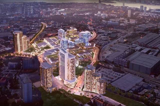 An artist's impression, released in February last year, of how the City Centre North scheme in Portsmouth could look. The revamped road plan that would affect Morrisons is part of laying the ground for this development