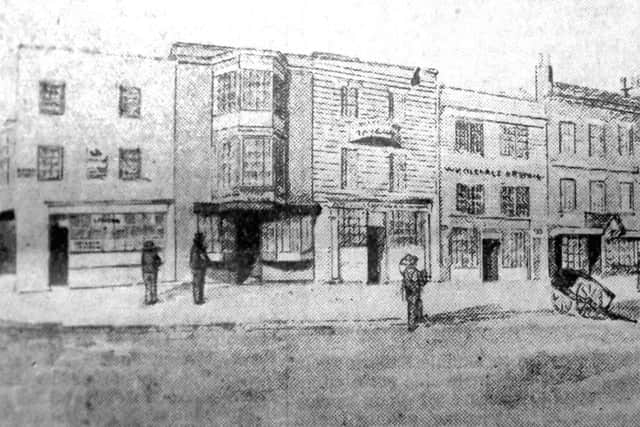 Broad Street, Old Portsmouth, on the west side pre-1847. If you walked here today you would be in front of the arches in Broad Street.