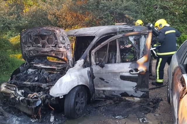 Fire crews were called to a van ablaze in Hamble. Picture: Steve Buchanan-Lee