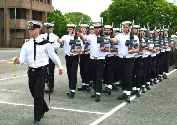 The Royal Navy team who will be forming part of the ceremonial guard for the royal wedding on Saturday