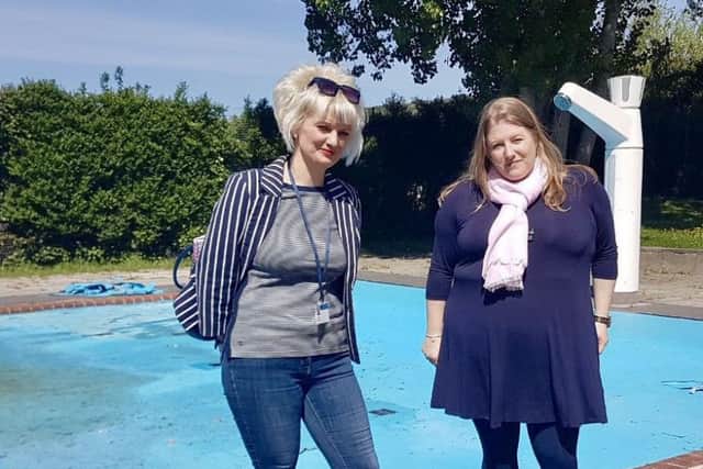 Cllr Jo Hooper and Cllr Donna Jones at Paulsgrove splash pool. Picture: Supplied