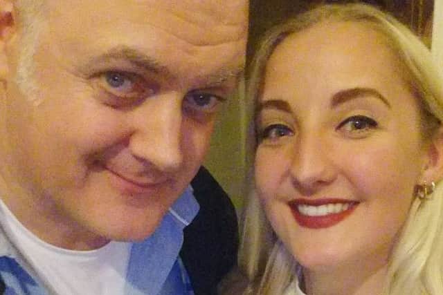 Dara O Briain with student Naomi Clark