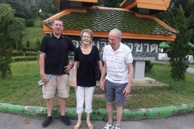 Rosalie Weatherill with son Dave and husband Arthur on the day the accident happened