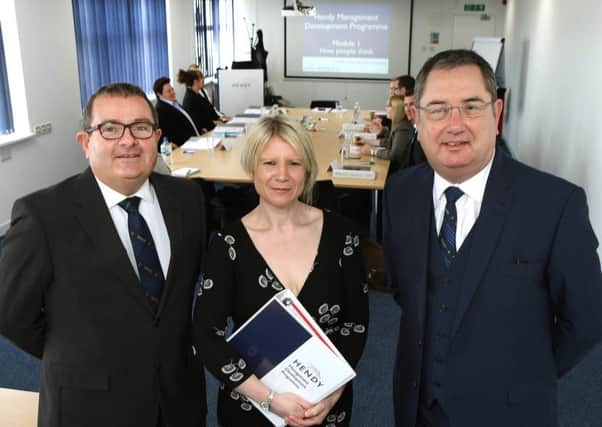 From left:  Mark Busby, Danielle Swain from Complete Consulting and Graham Tarrant Head of Hendy Academy