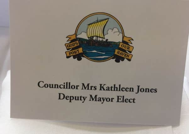 Deputy Mayor elect name tag at the Mayor Making's ceremony on Wednesday
