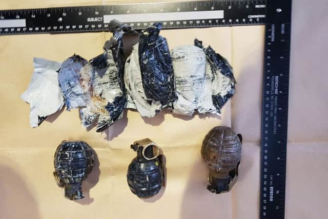 Grenades discovered in the raid. Picture: NCA