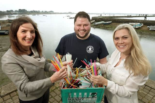 Lissie Pollard, left,, Giles Babb and Bianca Carr, all of Final Straw Solent, are now turning their attention to plastic bags. Picture: Chris Moorhouse