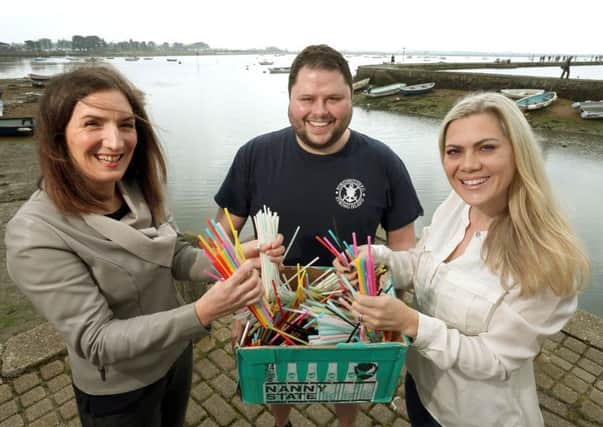 Lissie Pollard, left,, Giles Babb and Bianca Carr, all of Final Straw Solent, are now turning their attention to plastic bags. Picture: Chris Moorhouse