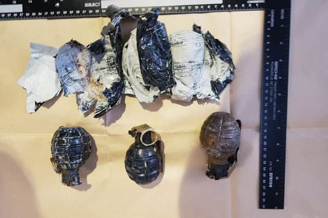 The three hand grenades found underneath the lorry. Picture: NCA