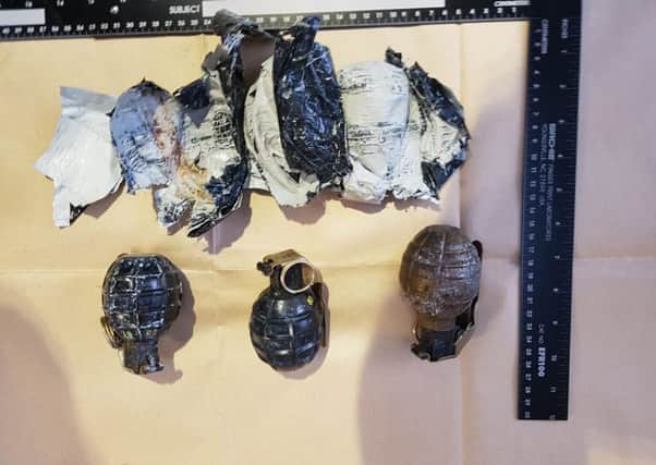 The three hand grenades found underneath the lorry. Picture: NCA