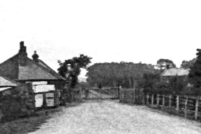 The replaced toll gate after the original was shattered by the mare.The replaced toll gate in 1915 after the original was leapt over by the runaway mare with the carriage she was pulling smashing it to pieces. Picture: Ralph Cousins.
