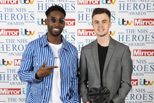 Lewis Hine, 17, from Havant with Tinie Tempah at the NHS Heroes Awards. Picture: Daily Mirror.