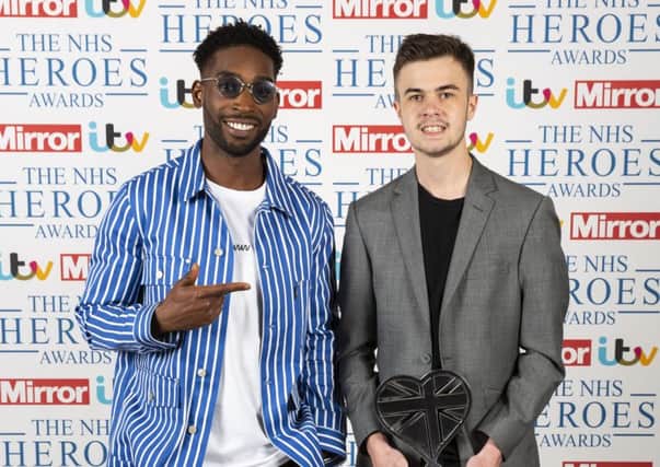 Lewis Hine, 17, from Havant with Tinie Tempah at the NHS Heroes Awards.
 Picture: Daily Mirror.