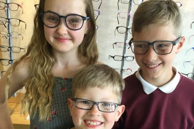 Childrens glasses at Tombs and Allen. Connie Sargent, Bradley Goldsmith and Morgan Creasey