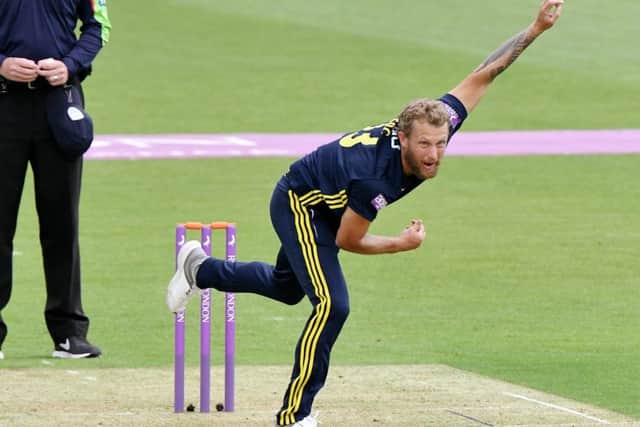 Gareth Berg bowling in Hampshire's win against Surrey. Picture: Neil Marshall