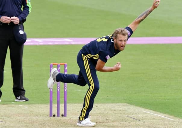 Gareth Berg bowling in Hampshire's win against Surrey. Picture: Neil Marshall
