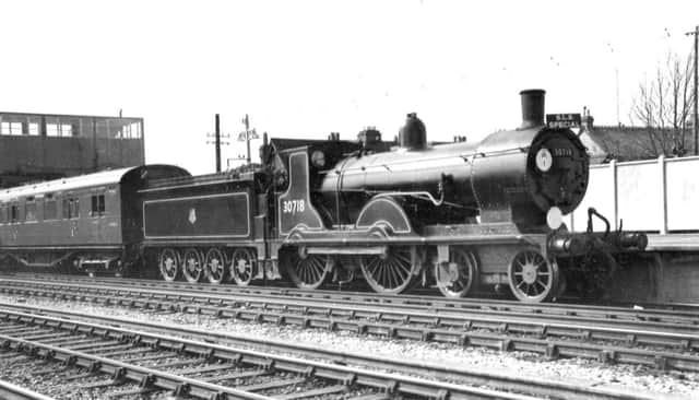 ClassT9 30718 on a Stephenson Locomotive Society special waits for the off at Havant

Pictured at Havant we see a class T9 at the head of a Stephenson Locomotive  Society special. Can anyone confirm the date?
Picture: Barry Cox collection