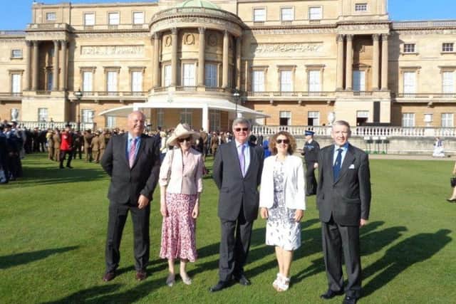 Trustees from the Royal Maritime Club plus their guest Diana Nesbitt at Buckingham Palace. Picture: The Royal Maritime Hotel
