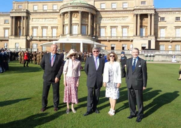 Trustees from the Royal Maritime Club plus their guest Diana Nesbitt at Buckingham Palace. Picture: The Royal Maritime Hotel