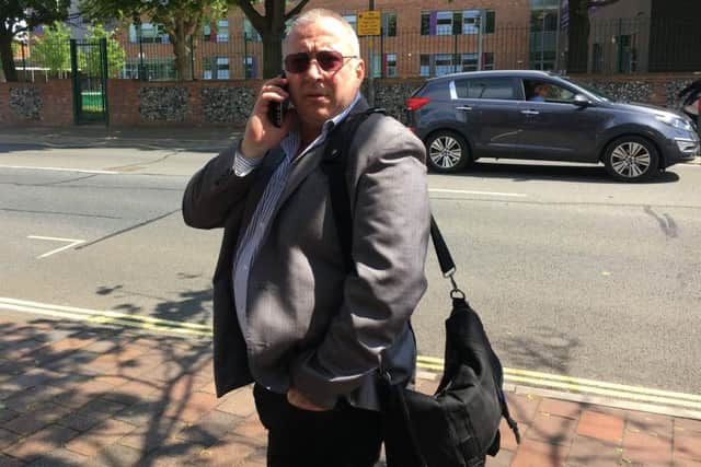 Lee Wilson, 52, of Aylesbury Road, Fratton, outside Portsmouth Magistrates' Court after he admitted two charges of fraud by false representation by posing as being from a property management company.