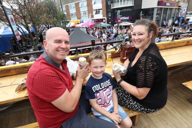 John and Mandy Chester with son Jack  on the Al'Burrito Bus at Southsea Food Festival
Picture: Habibur Rahman
