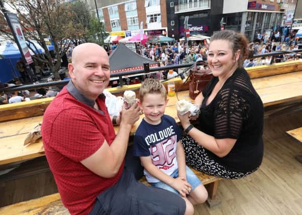 John and Mandy Chester with son Jack  on the Al'Burrito Bus at Southsea Food Festival
Picture: Habibur Rahman