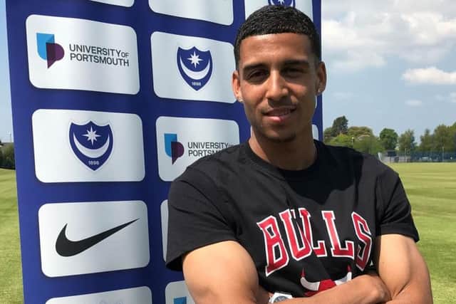 New Pompey signing Louis Dennis.