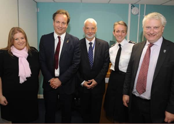 Portsmouth Conservative group leader Donna Jones, police minister Nick Hurd, Hampshire police and crime commissioner Michael Lane, Hampshire chief constable Olivia Pinkney and Portsmouth city council leader Gerald Vernon-Jackson

Picture: Malcolm Wells (180524-0106)