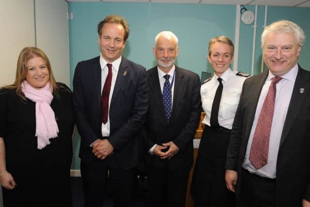 From left - Donna Jones, Police minister Nick Hurd, crime commissioner Michael Lane, Olivia Pinkney and Gerald Vernon-Jackson