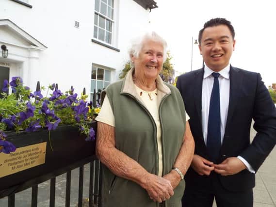 Alan Mak MP with Sheila Morris from Emsworth in Bloom