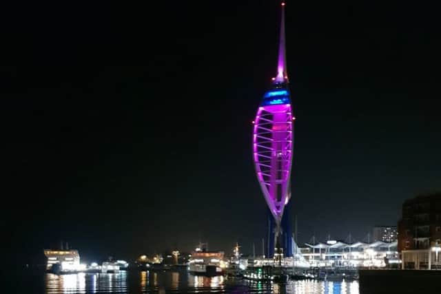 Spinnaker Tower turned purple for the Stroke Association's Make May Purple