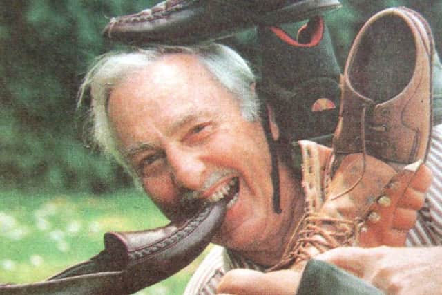 Norman Stockman with the shoes left by the fox