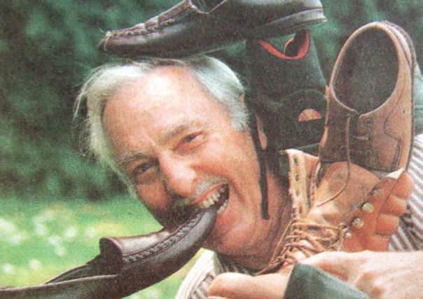 Norman Stockman with the shoes left by the fox