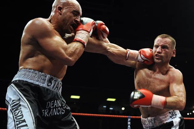 Dean France and Tony Oakey trade blows in 2008. Picture: Steve Reid