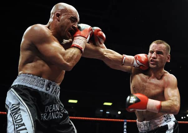 Dean France and Tony Oakey trade blows in 2008. Picture: Steve Reid