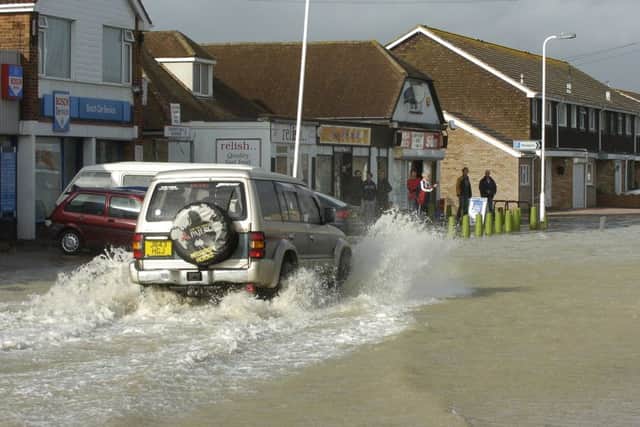 Deep flood water in Creek Road, Hayling Island