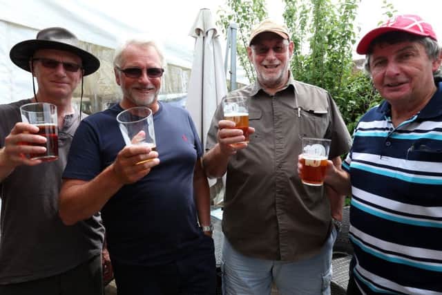 From left, Jim Raper, Mike Hill, Tony Wilde and Brian Barnes. Fareham Beer and Cider Festival, Delme Arms, Fareham Picture: Chris Moorhouse Saturday 26th May 2018 FOR EDITORIAL USE ONLY PPP-180527-132937006