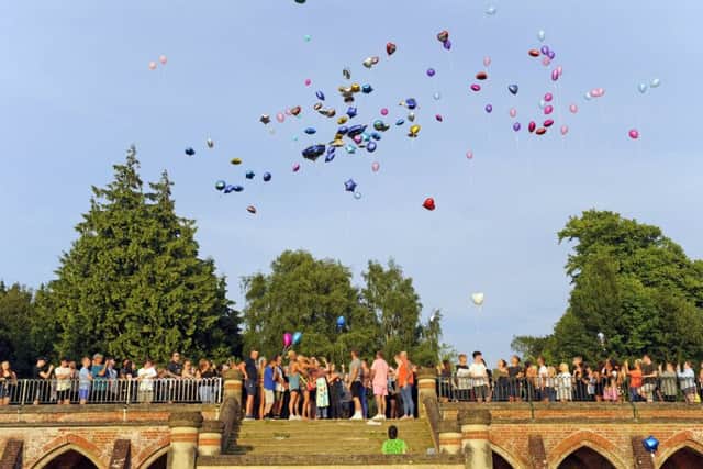 Family and friends of Tommy Cowan and Georgia Jones gathered to remember them with the balloon release at Staunton Country Park. Picture: Malcolm Wells.