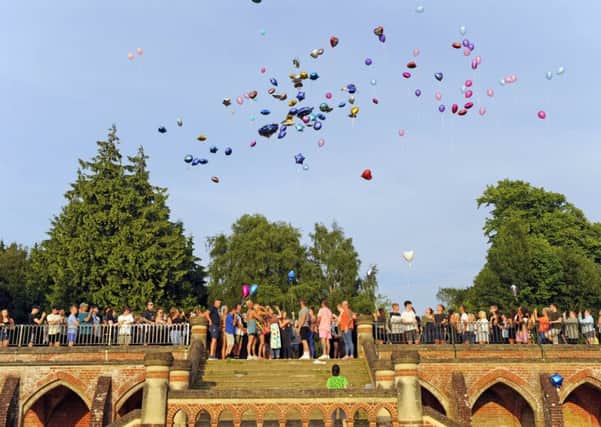 Family and friends of Tommy Cowan and Georgia Jones gathered to remember them with the balloon release at Staunton Country Park. Picture: Malcolm Wells.