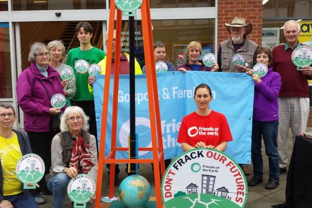 Friends of the Earth campaign against fracking in Fareham high street.