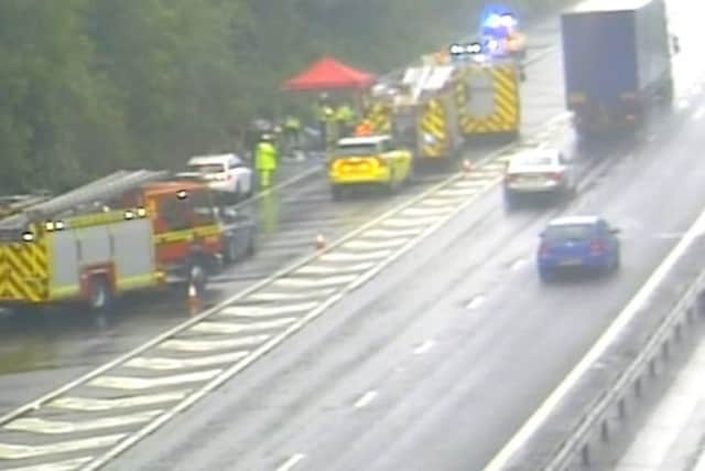 The A3M Southbound - Entry slip at J3/B2150 at Waterlooville remains closed due to an overturned vehicle, delays from J2/B2149 at Horndean. Picture: Highways England