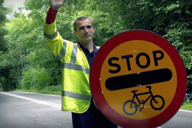 Portsmouth North End's Alan Collins, who is one of British Cycling's accredited marshals