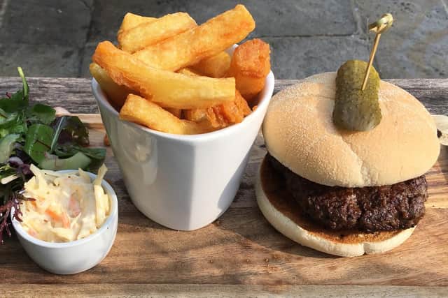 The beefburger was a tad dry.