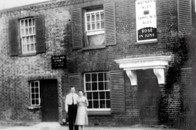 Pictured in happier days, here we see the landlord and landlady outside the Rose In June, Selsmore Lane, Hayling Island.