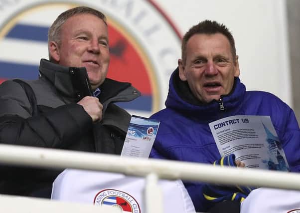 Pompey manager Kenny Jackett, left, with Stuart Pearce
