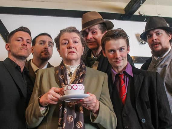 The leads in FMS's production of The Ladykillers. From left: Stuart Frank as Louis Harvey, Alex Howat as Major Courtney, Marina Voak as Mrs Wilberforce, Jonathan Redwood as Professor Marcus, Sean Ridley as Harry Robinson and Gareth Billington-Ryan as One-Round. Picture by Nick Scovell